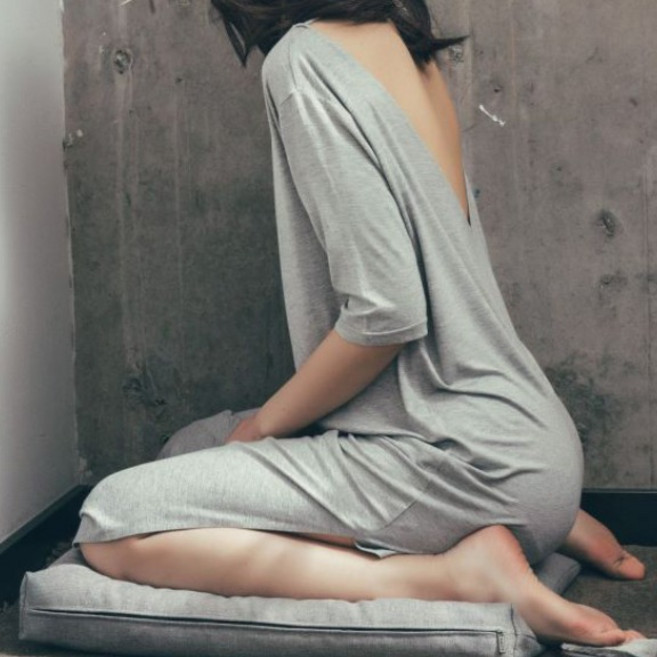 반전 등파임 모달 반팔 원피스 여성실내복