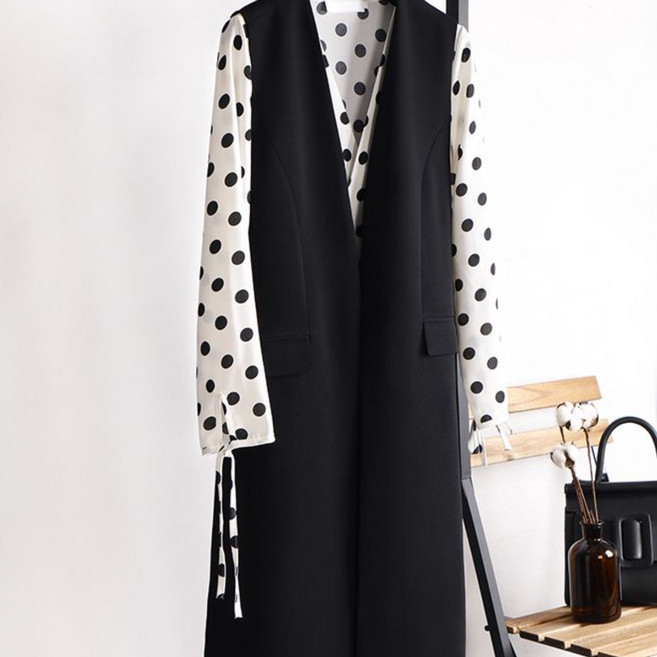 여성 봄가을 간절기 루즈핏 롱 베스트 정장 조끼 빅사이즈 캐주얼조끼