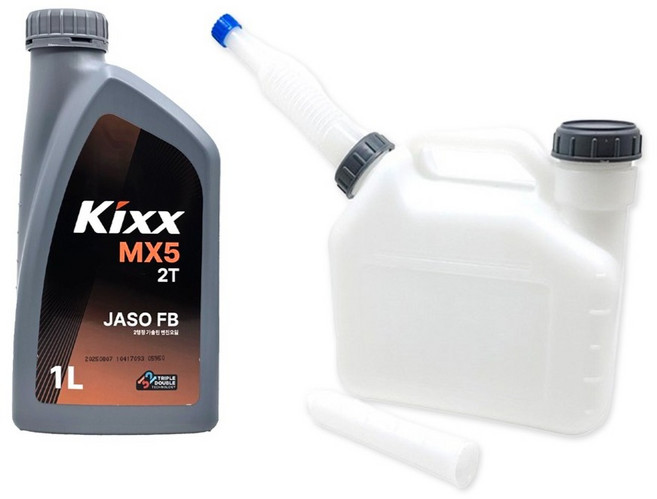 꼬마대장 대용량 연료혼합통 + 2행정 예초기 발전기 양수기 엔진톱용 전용 엔진오일 1L, 1세트