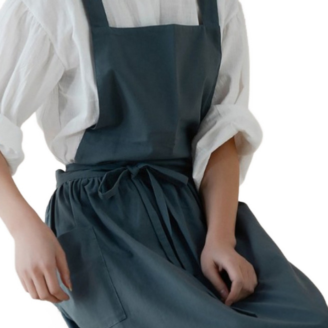 에쉬울프 프로방스 방수린넨 원피스 앞치마, 차콜, 1개