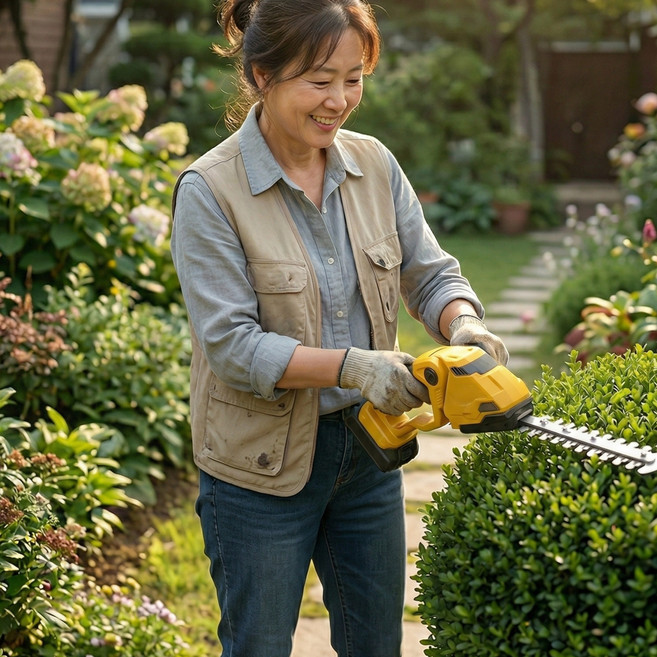 [가뿐] 0.9kg 7단 각도조절 정원 전정기(배터리 2개 세트) 무선 충전식 미니 제초기 조경용 헥사커터, 1세트
