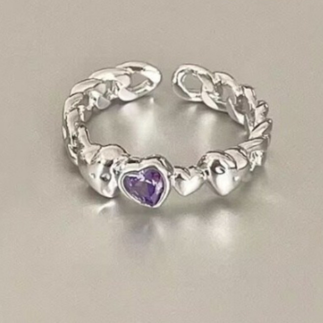 여성 하트 꽈배기 다이아 러브 링 반지