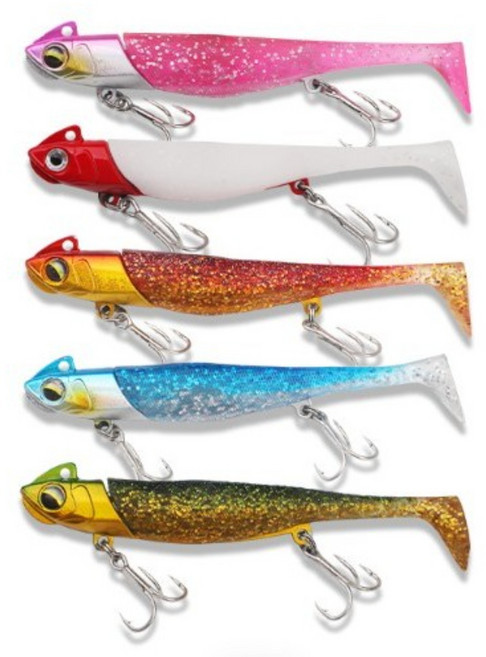 워너히트 T-테일 소프트 루어, 4개, 30g, 워너히트 T-테일 소프트 루어_블루