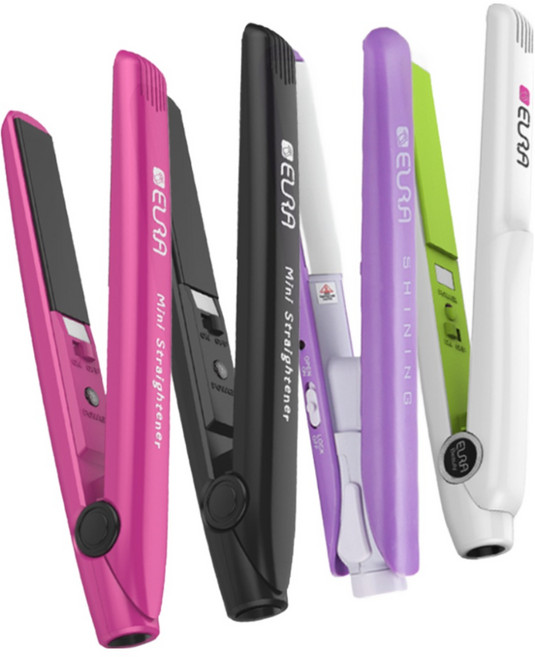 여자 미니 판고데기 휴대용 앞머리 뿌리 볼륨 고데기 | 엘라 컬러 매직기 소형 여행용, 블랙, EMS-7112