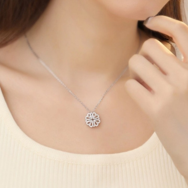 [순은999]사랑의 네잎클로버 목걸이 여성 은목걸이 순은999 고급스러움/다양한 장면에 적합