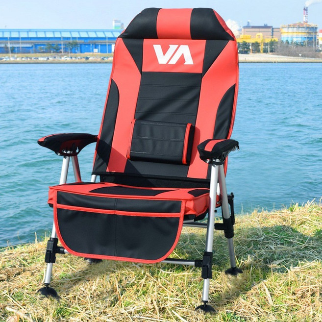 VA 대물 레자의자 와이드 엠보 낚시의자 블랙레드 VA-B103, 1개