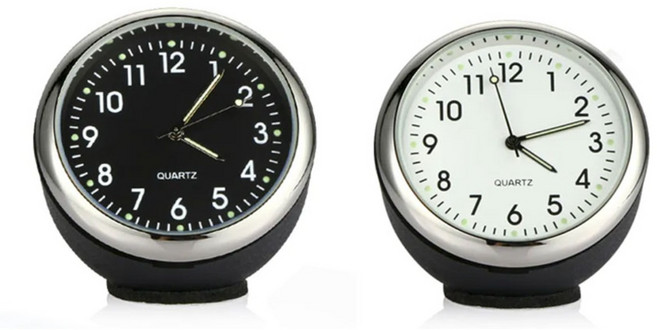 차량용 튜닝게이지 부착형 화이트야광 아날로그 시계, 화이트