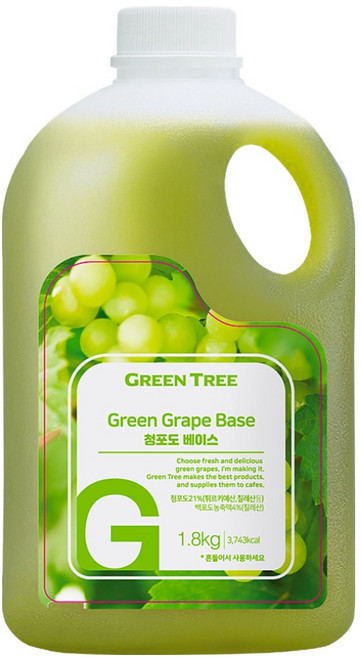 GreenTree 청포도 에이드 베이스, 1.8kg, 1개