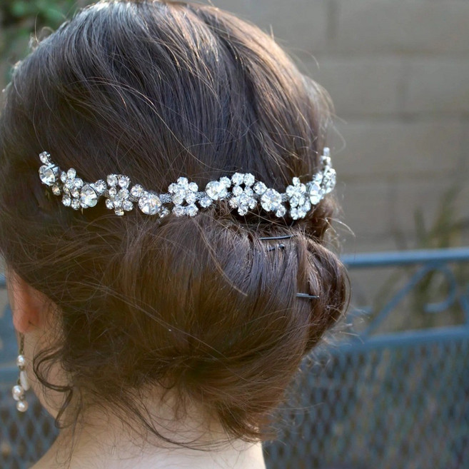 하이유니 [반짝감성] 프렌치 브리즈 크리스탈큐빅 체인 셀프웨딩 스냅 헤어핀