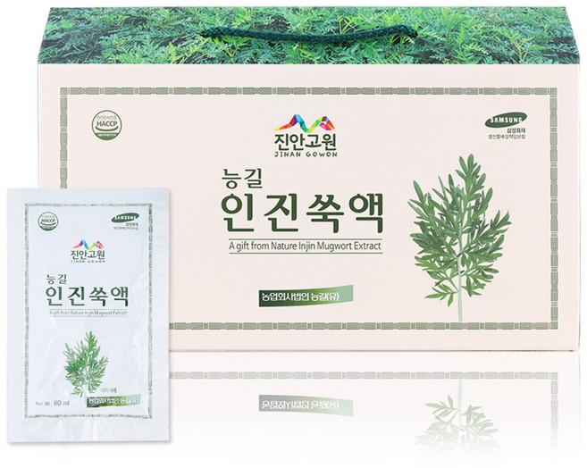 [진안고원농산] 청정지역 무농약 인진쑥으로 만든 인진쑥즙 80ml 30포 인진쑥액, 30개