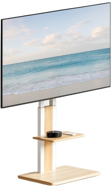 유민플러스 티비 스탠드 이동식 tv 거치대 좌우조절가능 26-70인치 55KG, 1개, 화이트우드