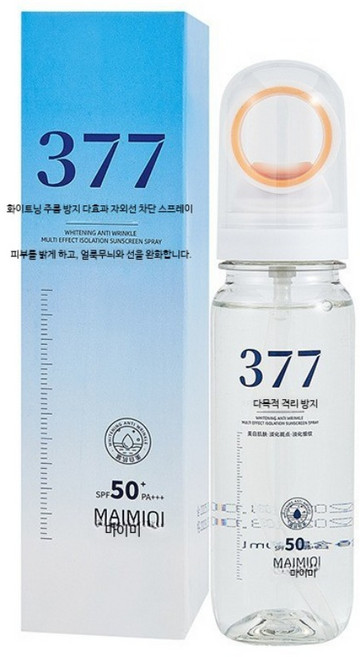 남성 멀티 선스크린 스프레이 주름개선 자외선차단 SPF50 소형 휴 90 드레이프 377 방수 크림 50ml, 1개