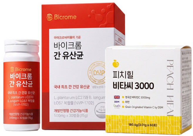 바이크롬 간유산균 +(추가지급)영국산 비타민C 3000, 2개, 30정