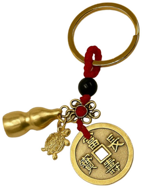 제너럴케이 돈이들어오는 재물 열쇠고리 장수거북이 액막이 부적 호리병 엽전 행운 키링, 1개, 단일