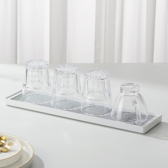 멜든 스텐 주방 싱크대 물빠짐 컵 미니컵 건조대 트레이 보관함, 흰색