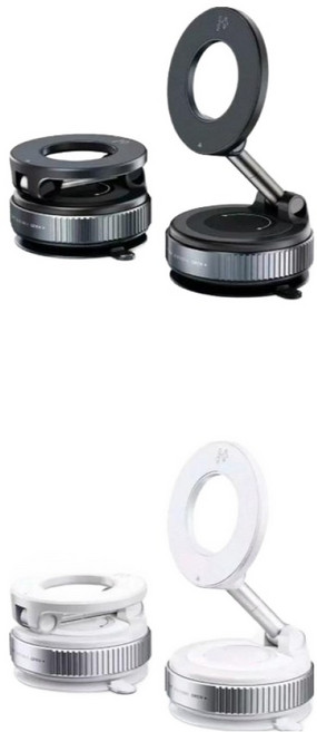 폴엠버스 맥세이프 차량용 회전접이식 초강력흡착 거치대, 화이트,블랙, 2개