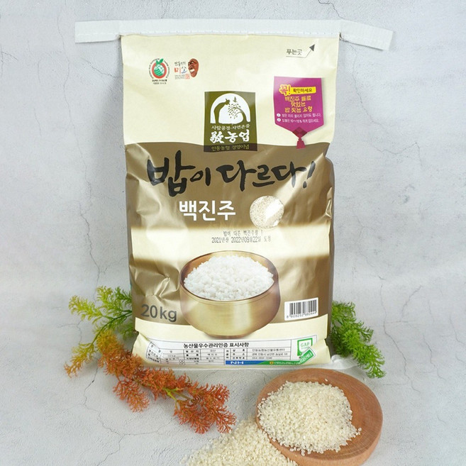 밥이다르다백진주쌀 안동농협 2025년산 햅쌀 백진주쌀, 상등급, 20kg, 1개