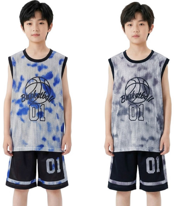 지디오 주니어 남아 상하 투피스 2개 나시티 반바지 농구복 세트 여름 초등학생 상하복