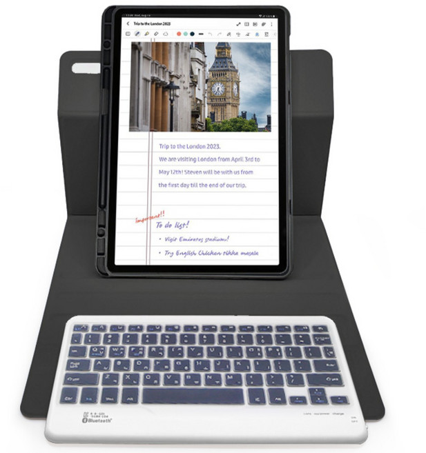 갤럭시탭 S11 호환 콤비 회전 블루투스 키보드 S펜수납 북커버 케이스, 블랙, 1개