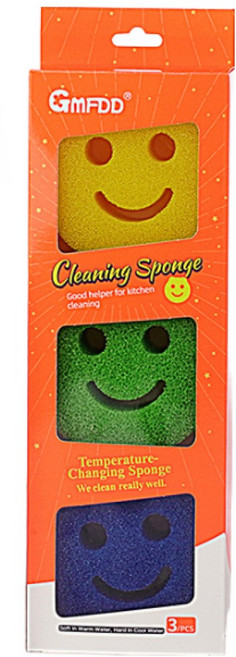 코지톡 양면 스마일스크럽 수세미 주방 설거지 스펀지 흡착홀더, 1세트, 3개입