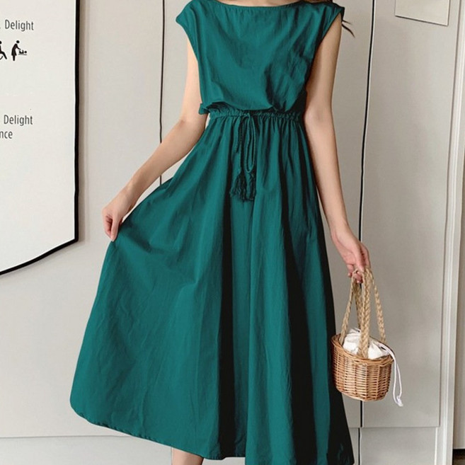 데일리바이블 바스락 린넨 롱 원피스 여름 나시 휴양지 원피스