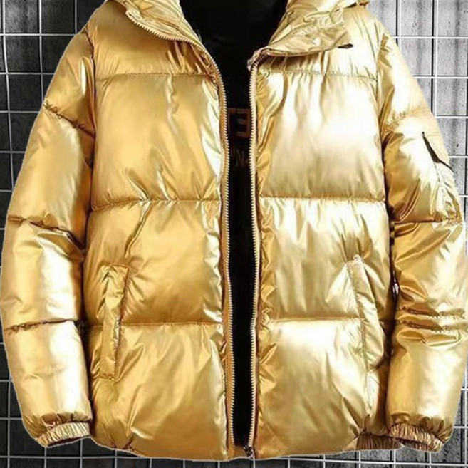 TIMEPURE 겨울 남성 면패딩점퍼 두꺼운 남자 다운 코트 보온 후드 숏패딩 트렌디 광택 남성 면패딩 오버핏 겨울 아우터 대형 사이즈 겨울코트 캐주얼 스타일 포근한 외투