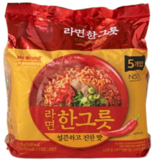 빠야몰 노브랜드 라면 한그릇 매운맛 상품입니다, 5개