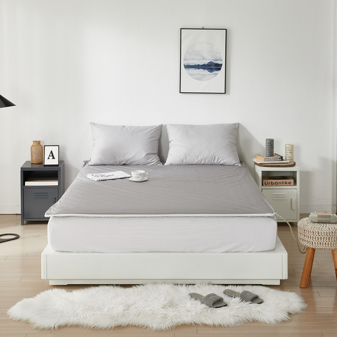 베이스 방수 온수매트커버 / S Q 사이즈 / 전기요 온열매트커버, 그레이