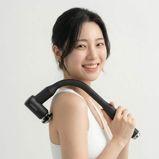 휴모아 온열 커브 진동 마사지건 (온열 헤드 / 고성능 파워DC 모터 탑재) HMA-CG01, 블랙