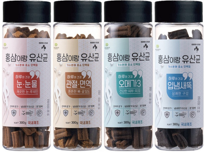레디펫고 동물병원 저알러지 가수분해 강아지 간식 홍삼이랑유산균 4종 패키지, 1.2kg, 1세트, 4종세트