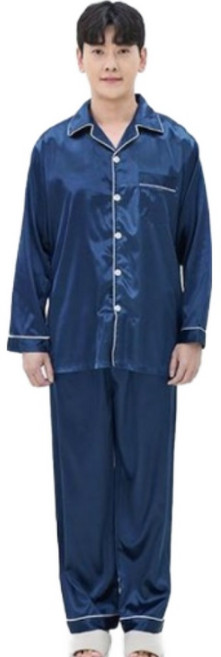 이라인 남성용 클래식무지 실크 카라상하잠옷