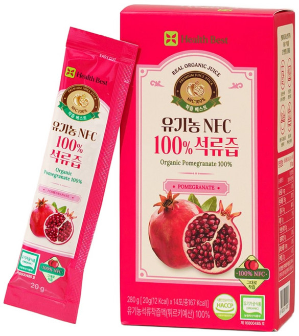 헬스베스트 착즙베스트 유기농 NFC 100% 석류즙, 5박스, 280g