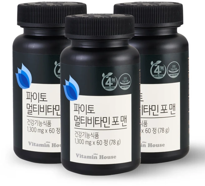 [비타민하우스] 파이토 멀티비타민 포 맨 / 남성 종합비타민, 60정, 3개 - 쿠팡