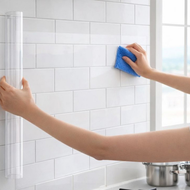 드라마벨류 정전기 흡착 벽 오염방지 투명 보호필름 시트지, 1개