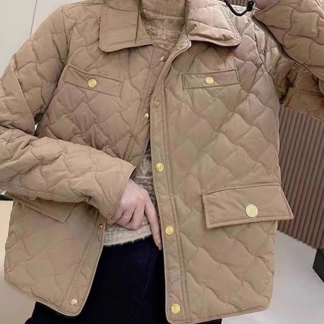 쩐쿠 여성 퀼팅 자켓 누빔 베이지 카라 숏자켓 간절기 겨울 아우터 K0289