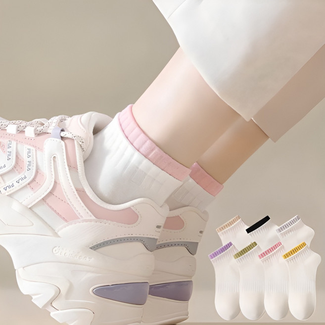 데일리 여성용 패션 면 발목 양말 7켤레 세트