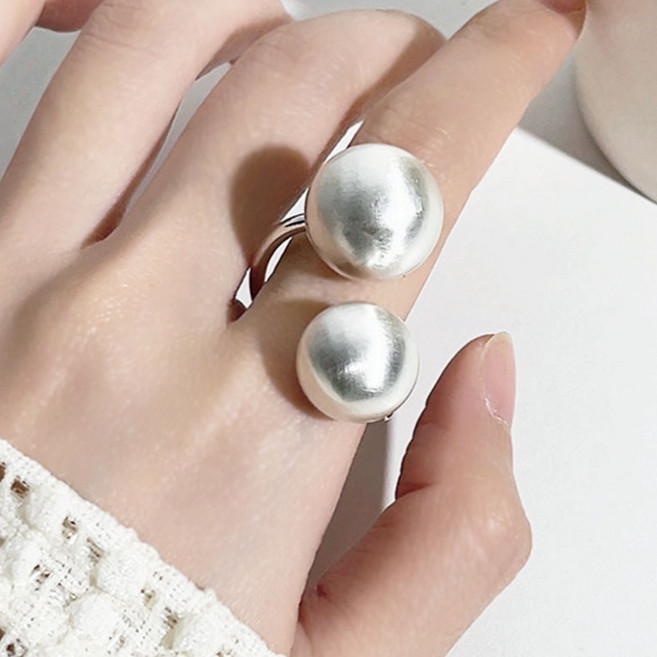 골드지아 빅 볼 골드실버 오픈링 반지 J3068