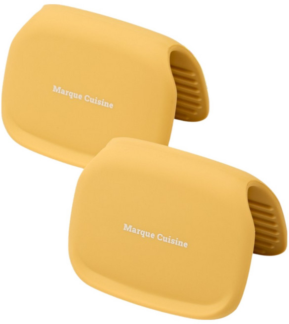 마르쿠진 완벽 열 차단 두꺼운 더블가드 실리콘 냄비 손잡이 2P 내열 주방장갑, 1세트, 코튼옐로우