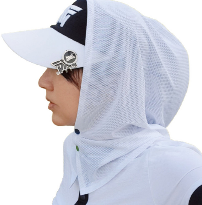 와타 UV차단 쿨링매쉬 썬가드 쿨론소재 골프햇빛가리개 스포츠 등산 조깅 산책 자외선 차단, 블랙, 1개