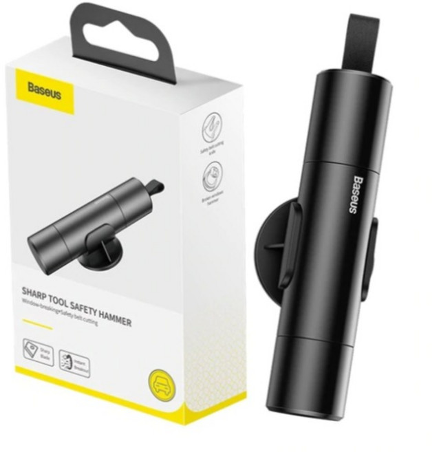 유리망치 차량용 비상용 망치 안전밸트 절단기 비상탈출 승용차 학원차량, 1개, 다크그레이