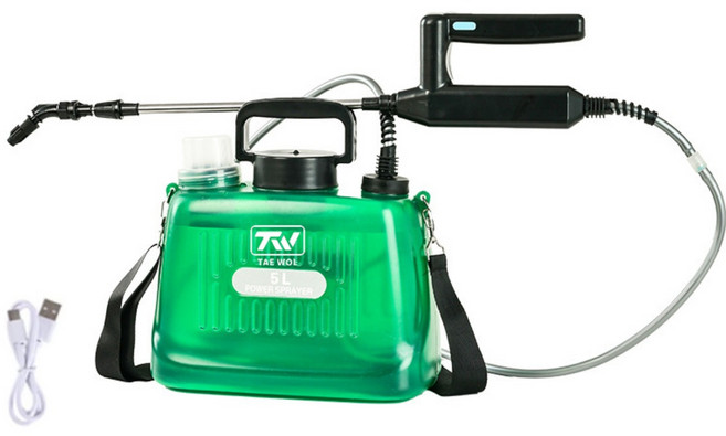 태월 전동분무기 원예 소독용 농약분무기 휴대용 압축분무기 5리터 그린, 1개