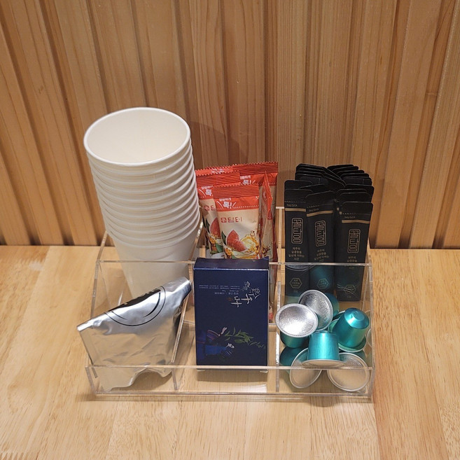 탕비실정리함 비상약정리 화장품정리박스 문구정리 커피정리함 티박스 캡슐종이컵정리, 1개, 투명