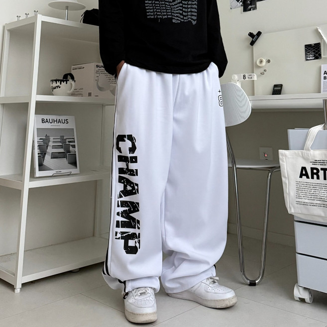 르위 와이드 트레이닝팬츠 벌룬 스웻 스트링 조거 바지 빅사이즈
