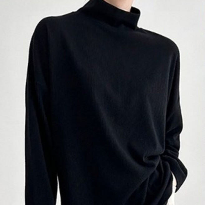 아이우먼 여자 빅사이즈 반폴라 골지 긴팔티 레이온 코튼 스판 봄 가을 터들넥 티셔츠 66-110 size 여성큰옷