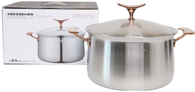 베세머 오리진 통5중 스텐 316 프리미엄 스테인리스 로즈골드 24cm 양수 냄비, 1개, 스텐+로즈골드