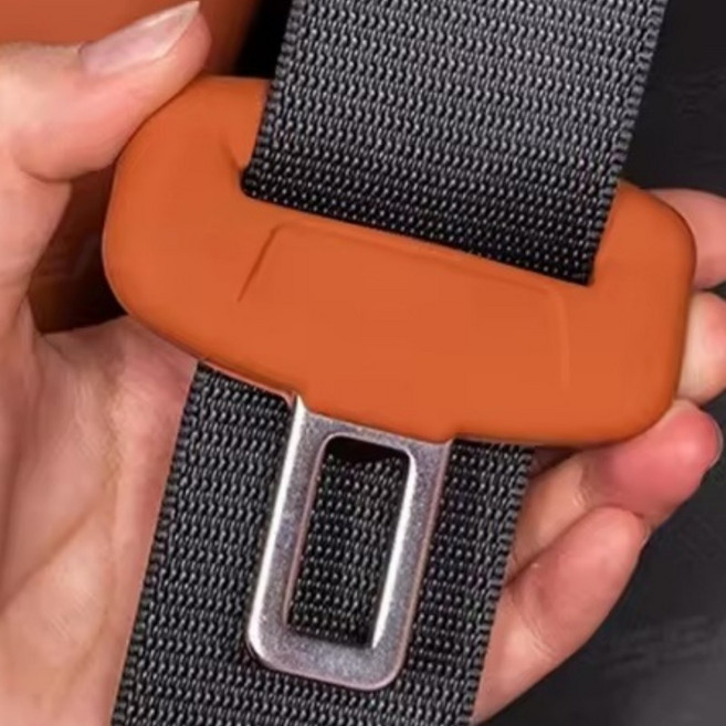 한우리 차량 안전벨트 버클 보호 실리콘 커버, 2개, 브라운