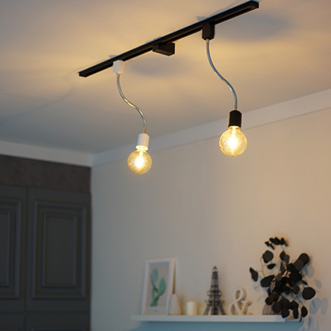 블루라이팅 땡큐 자바라 레일등 카페조명 레일등 (전구 레일부속 별도구매), 5개, 블랙