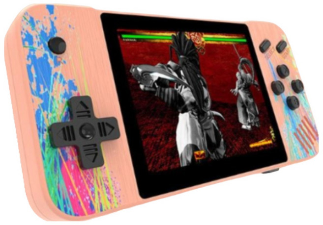 SorJar 미니게임기 2인 휴대용 게임기 800+빈티지 클래식 게임기, 핑크색(2인)