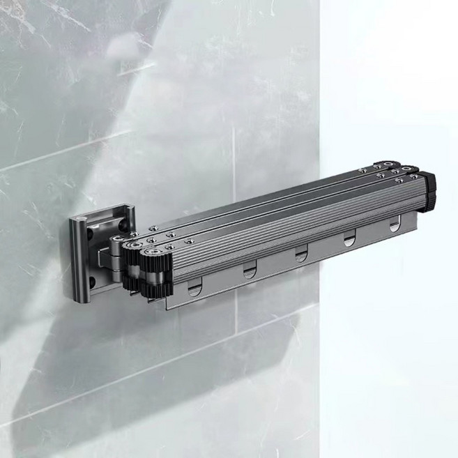 원룸 창문 창틀 빨랫대 벽부착 빨래건조대 접이식 행거 빨래대 3단, 메탈그레이