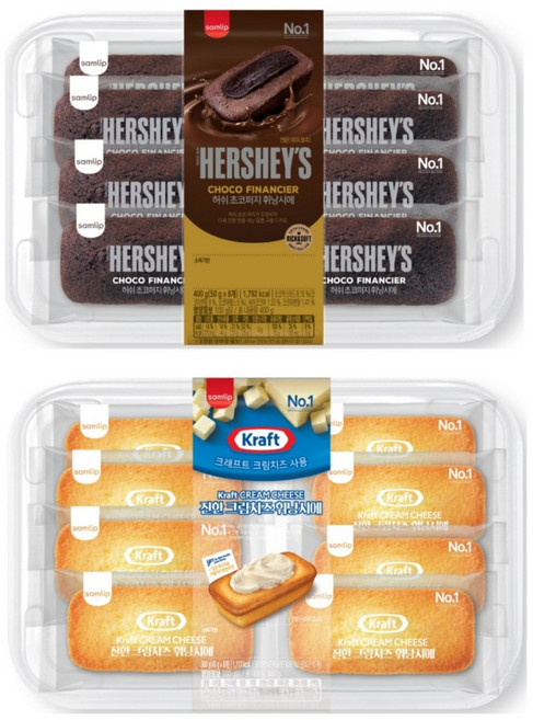 삼립 허쉬 초코휘낭시에 400g(8개입) + 진한 크림치즈 휘낭시에 360g(8개입), 1세트